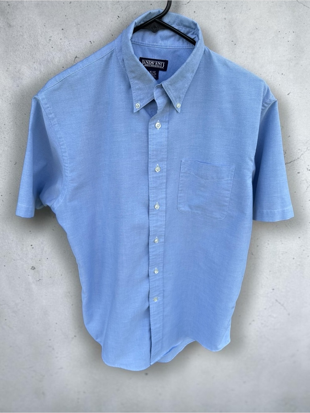 Lands' End Light Blue Short-Sleeve Button-Down Shirt